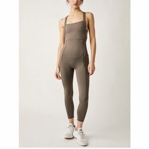 Free People FP Movement My High One Piece Jumpsuit Bodysuit Charcoal Brown